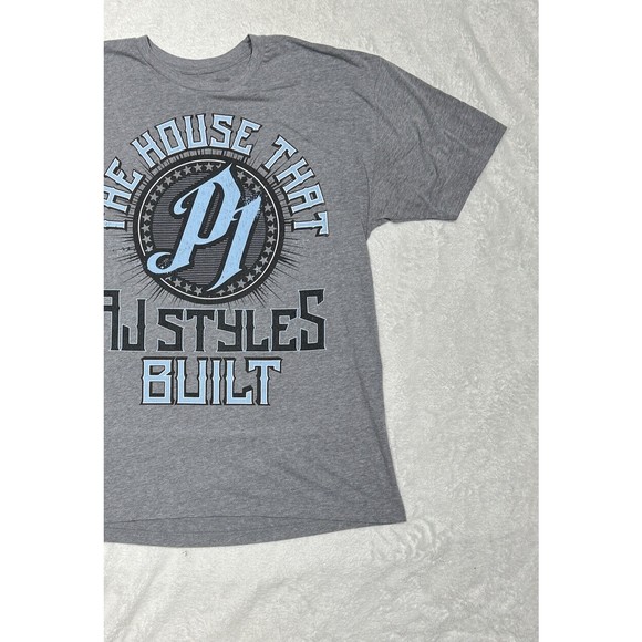 AJ Styles WWE The House That AJ Built Wrestling T-Shirt Gray Men's Size XL - Picture 3 of 7